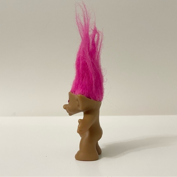 Vintage ACE Novelty Troll Pink Hair Pink Eyes Pink Belly Jewel Heart - Picture 3 of 16